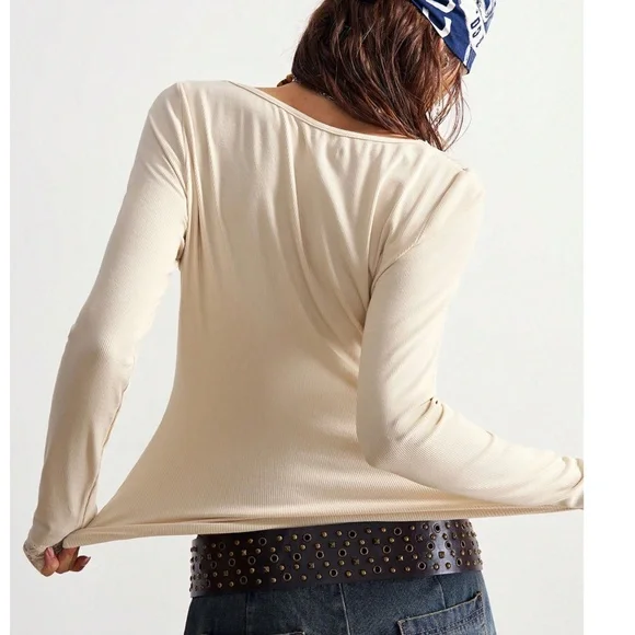 Boho Floral Lace Semi Sheer Long Sleeve Fitted Top - Picture 7 of 8